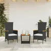 Image de vidaXL Ensemble à manger de jardin avec coussins 3 pcs Noir