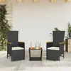 Image de vidaXL Ensemble à manger de jardin avec coussins 3 pcs Noir