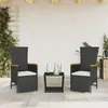 Image de Vidaxl Ensemble Ã Manger De Jardin Avec Coussins 3 Pcs Noir