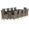 Image de vidaXL Ensemble à manger de jardin 11pcs avec coussins gris poly rotin