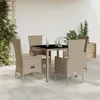 Image de Vidaxl Ensemble Ã Manger De Jardin Avec Coussins 5pcs Beige Poly Rotin