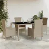 Image de vidaXL Ensemble à manger de jardin avec coussins 5pcs Beige poly rotin