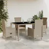 Image de vidaXL Ensemble à manger de jardin avec coussins 5pcs Beige poly rotin