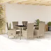 Image de vidaXL Ensemble à manger de jardin et coussins 7 pcs beige poly rotin