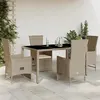 Image de vidaXL Ensemble à manger de jardin avec coussins 5pcs Beige poly rotin