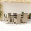 Image de vidaXL Ensemble à manger de jardin et coussins 7 pcs beige poly rotin