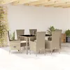Image de vidaXL Ensemble à manger de jardin et coussins 7 pcs beige poly rotin
