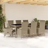 Image de vidaXL Ensemble à manger de jardin et coussins 9 pcs beige Poly rotin