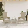 Image de vidaXL Ensemble à manger de jardin et coussins 3 pcs Beige poly rotin