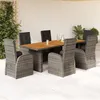 Image de vidaXL Ensemble à manger de jardin et coussins 7 pcs gris rotin