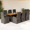 Image de vidaXL Ensemble à manger de jardin 9 pcs coussins gris résine tressée
