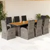 Image de vidaXL Ensemble à manger de jardin 9 pcs coussins gris résine tressée