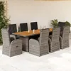 Image de Vidaxl Ensemble Ã Manger De Jardin 9 Pcs Coussins Gris RÃ©sine TressÃ©e