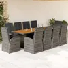 Image de Vidaxl Ensemble Ã Manger De Jardin 11pcs Avec Coussins Gris Poly Rotin