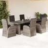 Image de vidaXL Ensemble à manger de jardin et coussins 7 pcs gris rotin