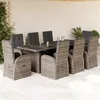 Image de Vidaxl Ensemble Ã Manger De Jardin 9 Pcs Coussins Gris RÃ©sine TressÃ©e