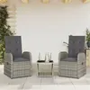 Image de vidaXL Ensemble à manger de jardin 3 pcs coussins gris résine tressée