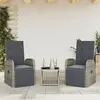 Image de vidaXL Ensemble à manger de jardin 3 pcs coussins gris résine tressée
