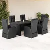 Image de vidaXL Vidaxl Ensemble À Manger De Jardin Coussins 7 Pcs Noir Résine Tressée
