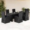 Image de Vidaxl Ensemble Ã Manger De Jardin Coussins 7 Pcs Noir RÃ©sine TressÃ©e