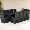 Image de Vidaxl Ensemble Ã Manger De Jardin 11 Pcs Coussins Noir RÃ©sine TressÃ©e