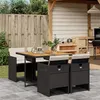Image de vidaXL Ensemble à manger de jardin coussins 5pcs Noir Résine tressée