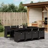 Image de vidaXL Ensemble à manger de jardin 9pcs coussins noir résine tressée