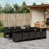 Image de vidaXL Ensemble à manger de jardin 11 pcs coussins noir résine tressée