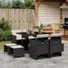 Image de vidaXL Ensemble à manger de jardin 9pcs coussins noir résine tressée