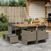 Image de vidaXL Ensemble à manger de jardin 9 pcs coussins gris résine tressée