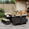 Image de vidaXL Ensemble à manger de jardin 9pcs coussins noir résine tressée