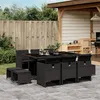 Image de vidaXL Ensemble à manger de jardin 11 pcs coussins noir résine tressée