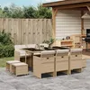 Image de vidaXL Ensemble à manger de jardin et coussins 11 pcs beige poly rotin