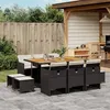 Image de vidaXL Ensemble à manger de jardin 11 pcs coussins noir résine tressée