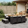 Image de Vidaxl Ensemble Ã Manger De Jardin 11 Pcs Coussins Noir RÃ©sine TressÃ©e