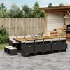 Image de Vidaxl Ensemble Ã Manger De Jardin 15 Pcs Coussins Noir RÃ©sine TressÃ©e