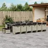 Image de vidaXL Ensemble à manger de jardin et coussins 17 pcs gris clair rotin