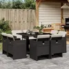 Image de vidaXL Ensemble à manger de jardin 9pcs coussins noir résine tressée