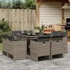 Image de Vidaxl Ensemble Ã Manger De Jardin 9 Pcs Coussins Gris RÃ©sine TressÃ©e