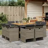 Image de vidaXL Ensemble à manger de jardin 9 pcs coussins gris résine tressée