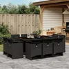 Image de vidaXL Ensemble à manger de jardin 11 pcs coussins noir résine tressée