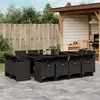 Image de vidaXL Ensemble à manger de jardin 13 pcs coussins noir résine tressée