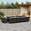 Image de Vidaxl Ensemble Ã Manger De Jardin 17 Pcs Coussins Noir RÃ©sine TressÃ©e