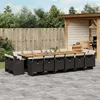 Image de vidaXL Ensemble à manger de jardin 17 pcs coussins noir résine tressée