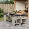 Image de vidaXL Ensemble à manger de jardin et coussins 5 pcs gris clair rotin