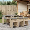 Image de vidaXL Ensemble à manger de jardin coussins 7 pcs mélange beige rotin