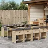 Image de vidaXL Ensemble à manger de jardin et coussins 9 pcs mélange beige