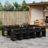 Image de vidaXL Ensemble à manger de jardin 11 pcs coussins noir résine tressée