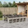 Image de vidaXL Ensemble à manger de jardin 11pcs avec coussins gris poly rotin