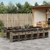 Image de Vidaxl Ensemble Ã Manger De Jardin Coussins 13 Pcs Gris RÃ©sine TressÃ©e